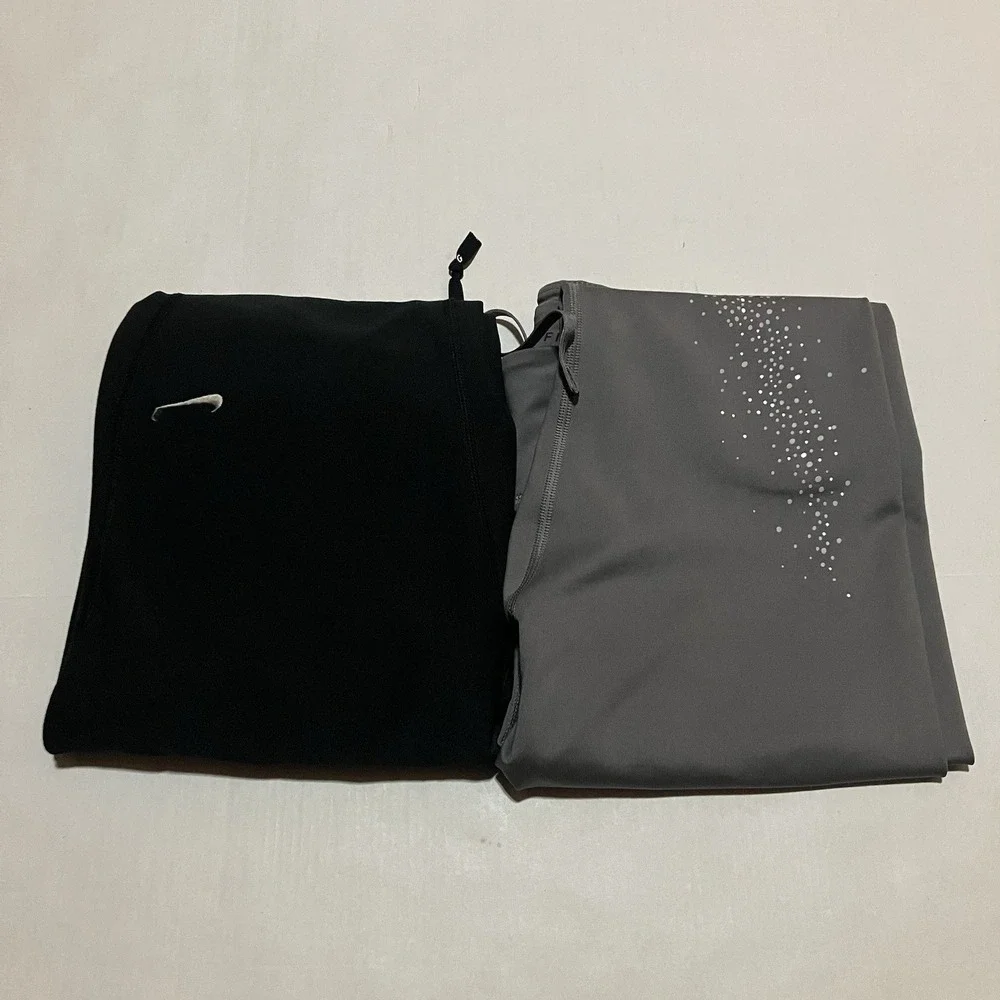 Nike Dri-Fit Womens Size Medium Gray Black Running Stretch Legging Zipper Cuff